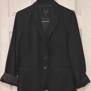 The Limited Collection Black Blazer – Size 12, Reversible Satin Striped Sleeve